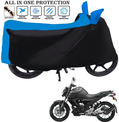 AutoGalaxy Waterproof Two Wheeler Cover for Yamaha(FZ S FI New, Black, Blue)