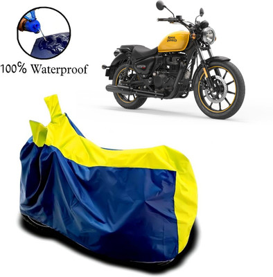 APNEK Waterproof Two Wheeler Cover for Royal Enfield(Meteor 350, Yellow, Blue)
