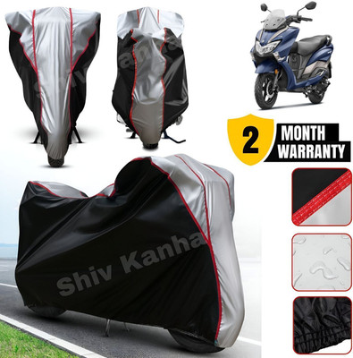 Shiv Kanha Waterproof Two Wheeler Cover for Suzuki(Burgman Street 125, Black, Silver)
