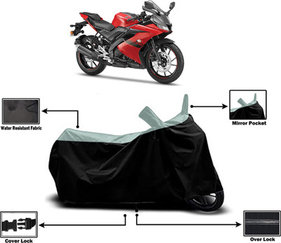 Amexride Two Wheeler Cover for Yamaha(YZF-R15 V3 New BS6, Green, Black)