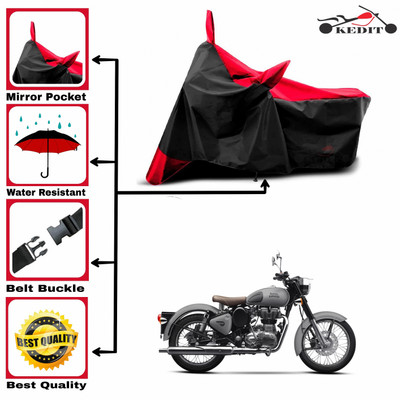 AASHTIK MART Two Wheeler Cover for Royal Enfield(Classic 350, Red, Black)