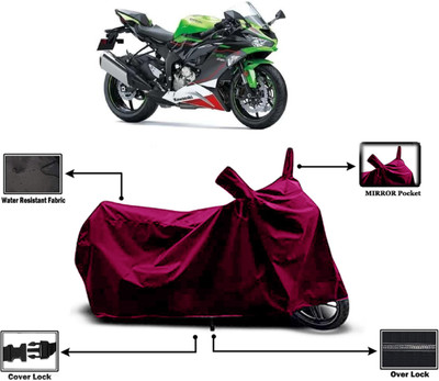 Amexride Two Wheeler Cover for Kawasaki(Ninja ZX-6R BS6, Maroon)