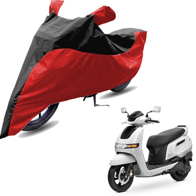 FurniGully Two Wheeler Cover for TVS(iQube Electric, Black, Red)