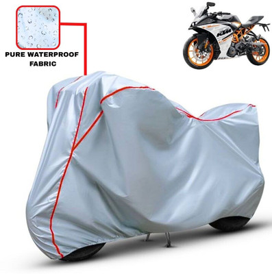 Delphinium Waterproof Two Wheeler Cover for KTM(RC 390, Silver, Red)