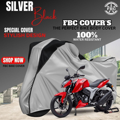FBC Waterproof Two Wheeler Cover for TVS(Apache RTR 160 4V, Silver, Black)