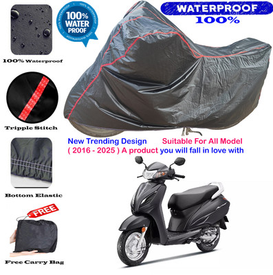 OliverX Waterproof Two Wheeler Cover for Honda(Activa i, Black, Red)