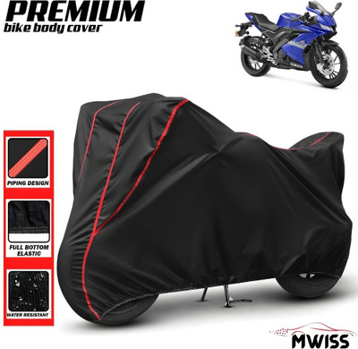 Mwiss Waterproof Two Wheeler Cover for Yamaha(R15S, Black, Red)