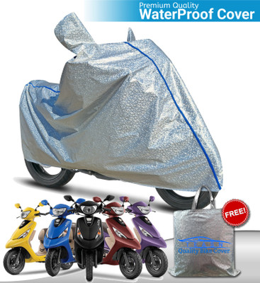 TEASN Waterproof Two Wheeler Cover for TVS(Scooty Zest 110 BS6, Silver)