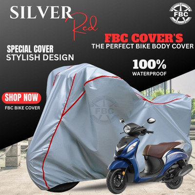 FBC Waterproof Two Wheeler Cover for Yamaha(Fascino, Silver, Red)