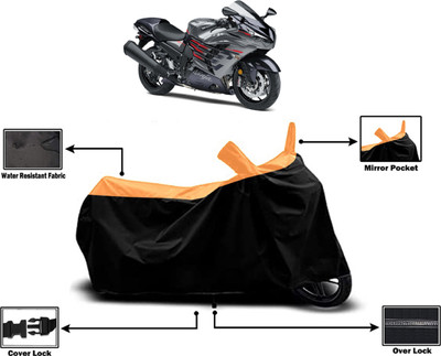 Amexride Two Wheeler Cover for Kawasaki(Ninja ZX-14R, Orange)