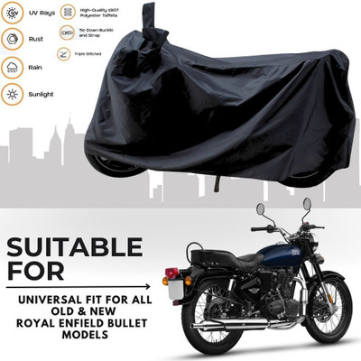 MADAFIYA Two Wheeler Cover for Royal Enfield(Bullet 350 New BS6, Black)