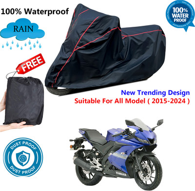 AutoGalaxy Waterproof Two Wheeler Cover for Yamaha(R15S, Black, Red)