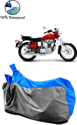 Autofly Waterproof Two Wheeler Cover for Royal Enfield(Electra 4S, Grey, Blue)