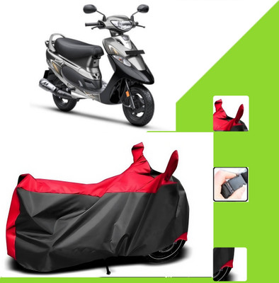 WMIZEXA Two Wheeler Cover for TVS(Pep Plus, Black, Red)