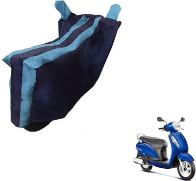 Mdstar Waterproof Two Wheeler Cover for Suzuki(Access, Black, Blue)