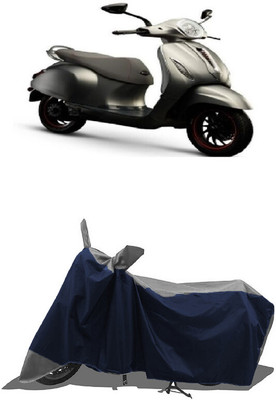 SUGASHRI Waterproof Two Wheeler Cover for Bajaj(Chetak, Grey, Blue)
