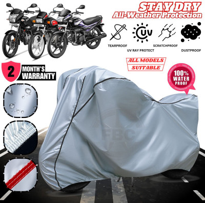 FBC Waterproof Two Wheeler Cover for Hero(Super Splendor, Silver, Black)