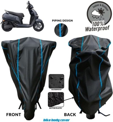 MADAFIYA Two Wheeler Cover for TVS(iQube Electric, Black, Blue)