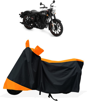 Tricway Two Wheeler Cover for Royal Enfield(Classic Stealth Black, Orange)