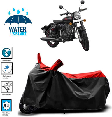 JSJINSIL Waterproof Two Wheeler Cover for Royal Enfield(Classic 350 Signals, Red, Black)
