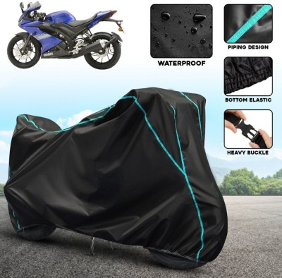 OliverX Waterproof Two Wheeler Cover for Yamaha(R15S BS6, Black, Blue)