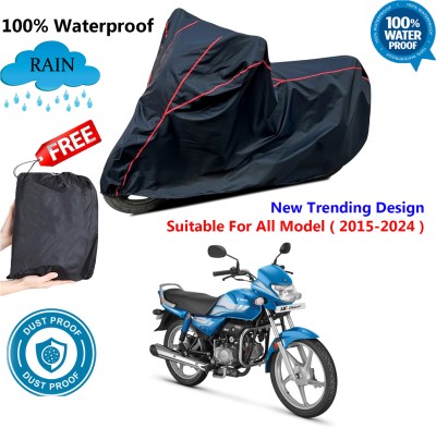 OliverX Waterproof Two Wheeler Cover for Hero(HF Deluxe, Black, Red)