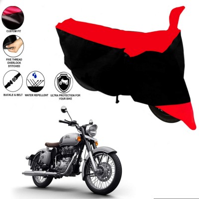 sowelar Waterproof Two Wheeler Cover for Royal Enfield(Classic 350, Red, Black)