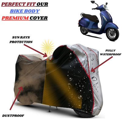 kerwa Waterproof Two Wheeler Cover for Bajaj(Chetak, Black, Silver)