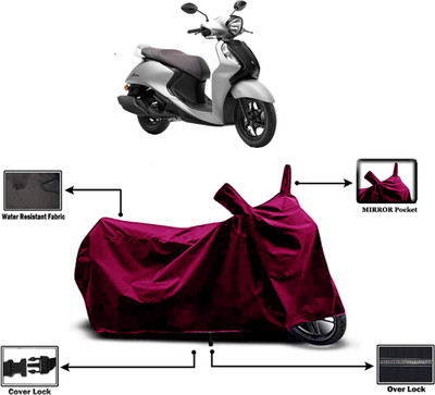 Amexride Two Wheeler Cover for Yamaha(Fascino 125 FI, Maroon)