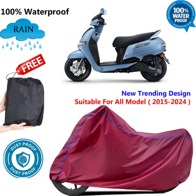 AUTOCAD Waterproof Two Wheeler Cover for TVS(iQube, Maroon)