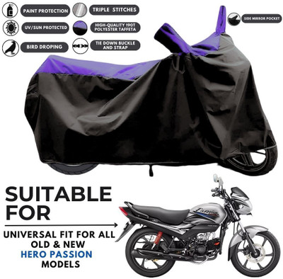 MADAFIYA Two Wheeler Cover for Hero(Passion Pro i3S, Black, Purple)