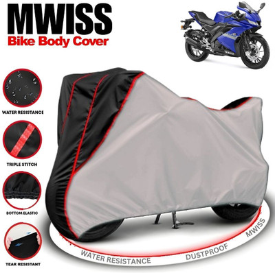 Mwiss Waterproof Two Wheeler Cover for Yamaha(R15 V3, Silver, Black)