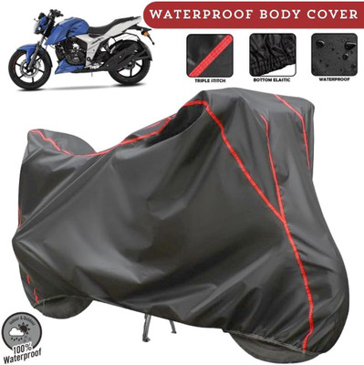 MADAFIYA Two Wheeler Cover for TVS(Apache RTR 160, Grey, Red)