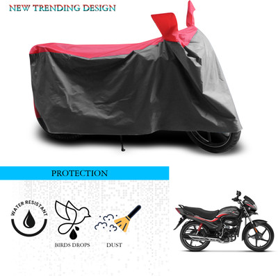 ANTHUB Waterproof Two Wheeler Cover for Hero(Passion Plus, Grey, Red)