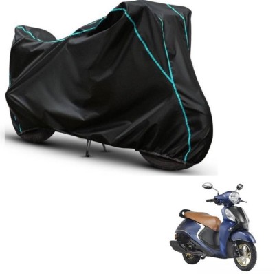 Car Life Two Wheeler Cover for Yamaha(Fascino, Black, Blue)