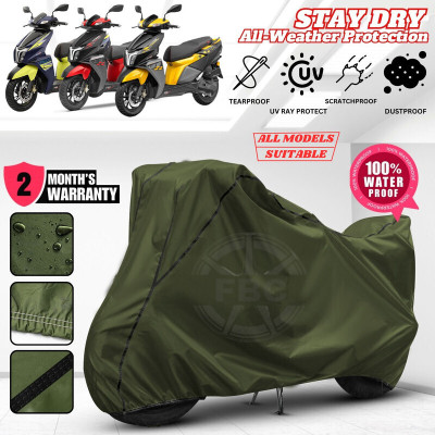OliverX Waterproof Two Wheeler Cover for TVS(NTORQ, Green, Black)