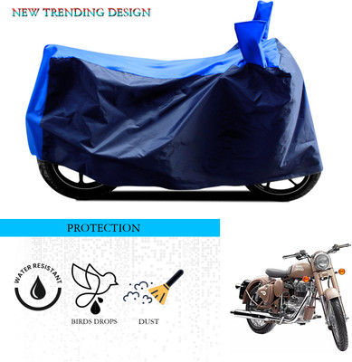 ANTHUB Waterproof Two Wheeler Cover for Royal Enfield(Classic Desert Storm, Black, Blue)