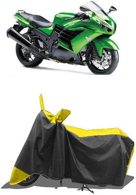 SUGASHRI Waterproof Two Wheeler Cover for Kawasaki(Ninja ZX-14R, Yellow, Black)