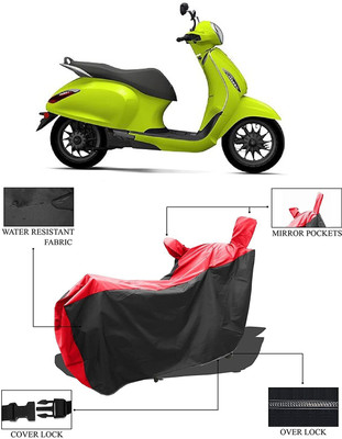 DeepShakshi AUTOMOTIVE Two Wheeler Cover for Bajaj(New Chetak, Red, Black)