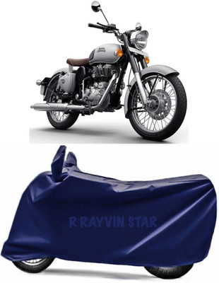 R Rayvin Star Two Wheeler Cover for Royal Enfield(Classic 350, Blue)
