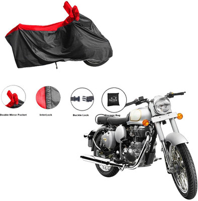 RiderShine Two Wheeler Cover for Royal Enfield(Classic 350, Black, Red)
