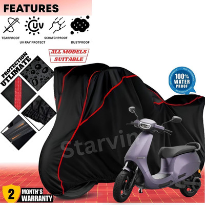 OliverX Waterproof Two Wheeler Cover for Ola(Scooty, Black, Red)