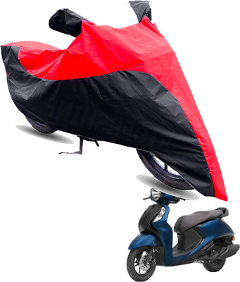 FurniGully Two Wheeler Cover for Yamaha(Fascino 125, Red, Black)