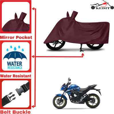 KEDIT Two Wheeler Cover for Suzuki(Gixxer, Maroon)