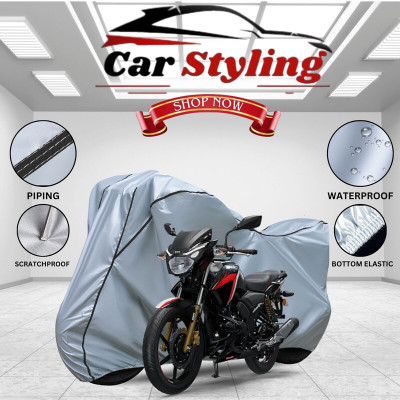 Car Styling Waterproof Two Wheeler Cover for TVS(Apache RTR 160 4V, Silver, Black)