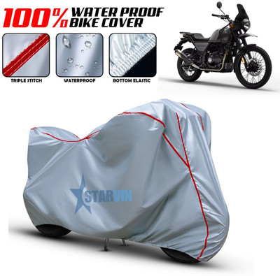 Starvin Waterproof Two Wheeler Cover for Royal Enfield(Himalayan, Silver, Red)