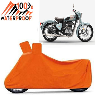 Autoinnovation Waterproof Two Wheeler Cover for Royal Enfield(Classic 350, Orange)