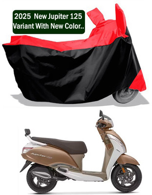 Amexride Two Wheeler Cover for TVS(Jupiter 125, Red, Black)