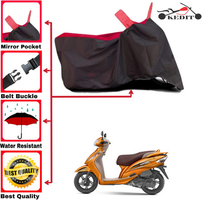 KEDIT Two Wheeler Cover for TVS(Wego BS6, Red, Black)