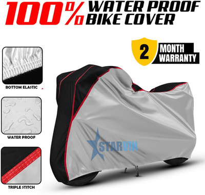 Starvin Waterproof Two Wheeler Cover for Hero(HF Deluxe BS6, Silver, Black)